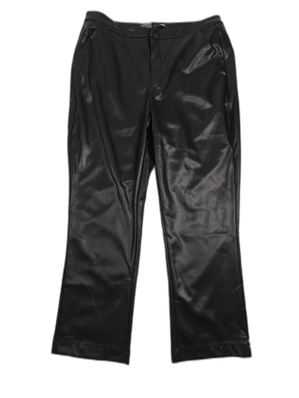 Womens Fashion Nova Faux Leather Trouser Pants Black Size 2X NWT